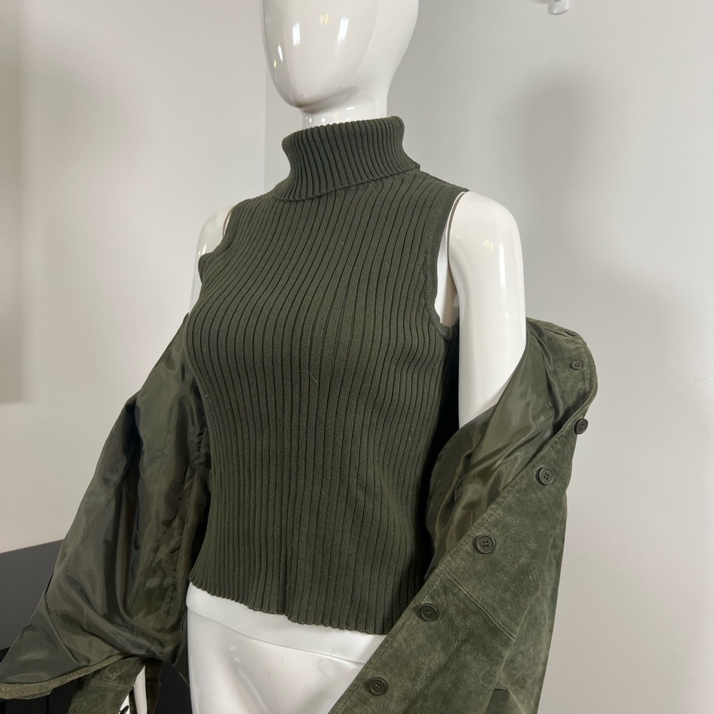 Pierre Cardin Dark Green Sleeveless Turtleneck Sweater and Bagatelle Jacket Set